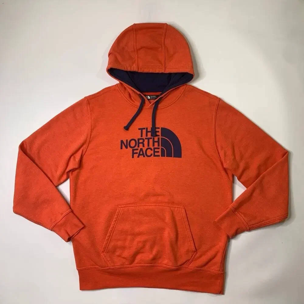 The North Face Hoodie Mens L Large Persimmon Fleece Lined Half Dome Sweatshirt‎